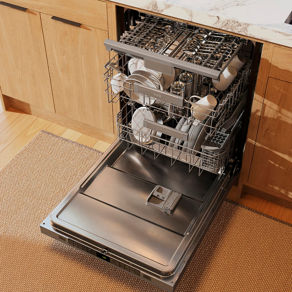 ZLINE 24 in. Monument Series 3rd Rack Dishwasher with Auto Door Open Drying, 44dBa, Satin Stainless Steel Panel (DWMT-SN-24)