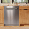 ZLINE Autograph Edition 24 in. Monument Series 3rd Rack Dishwasher with Auto Door Open Drying, 44dBa, Stainless Steel Panel with Polished Gold Helix Handle (DWMTZ-30424-KG)