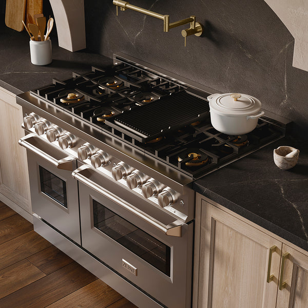 ZLINE 48 in. 6.7 cu. ft. Classic Dual Fuel Range with 8 Burner DuoPro™ Cooktop and Dual Ovens in Stainless Steel (PCDR48)