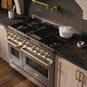 ZLINE Autograph Edition 48 in. 6.7 cu. ft. Classic Dual Fuel Range with 8 Burner DuoPro™ Cooktop and Dual Ovens in Satin Stainless Steel and Champagne Bronze Accents (PCDRSZ-48-CB)