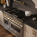 ZLINE Autograph Edition 48 in. 6.7 cu. ft. Classic Dual Fuel Range with 8 Burner DuoPro™ Cooktop and Dual Ovens in Stainless Steel and Champagne Bronze Accents (PCDRZ-48-CB)