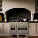 ZLINE Autograph Edition 48 in. 6.7 cu. ft. Classic Gas Range with 8 Burner DuoPro™ Cooktop and Dual Ovens in Satin Stainless Steel and Champagne Bronze Accents (PCGRSZ-48-CB)