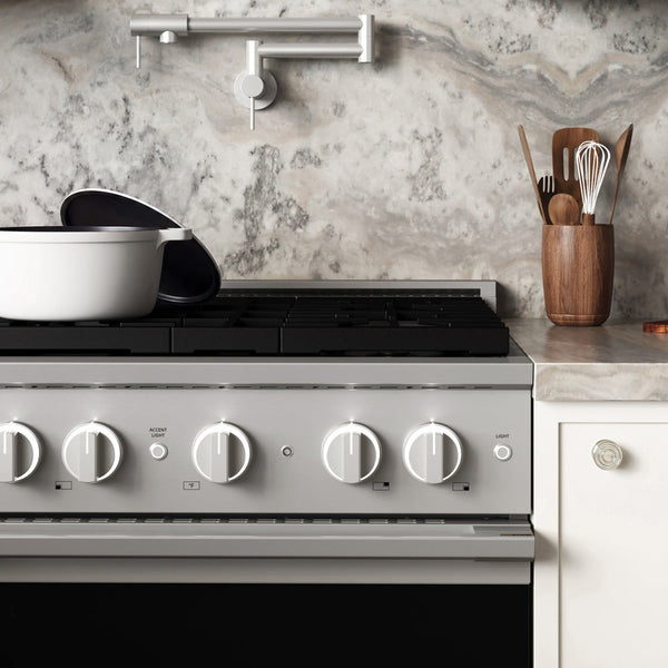ZLINE 30 in. 4.2 cu. ft. Marino Dual Fuel Range with 4 Burner DuoPro™ Cooktop and Electric Convection Oven in Stainless Steel (PMDR30)