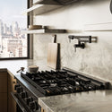 ZLINE 30 in. 4.2 cu. ft. Marino Dual Fuel Range with Gas Cooktop and Electric Convection Oven in Black Stainless Steel with 4 Brass Burners (MDRB-BR-30)