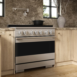ZLINE 36 in. 5.2 cu. ft. Marino Gas Range with Convection Gas Oven in Stainless Steel with 6 Brass Burners (MGR-BR-36)