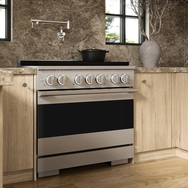 ZLINE 36 in. 5.2 cu. ft. Marino Gas Range with 6 Burner Cooktop and Convection Gas Oven in Satin Stainless Steel (MGRS-36)