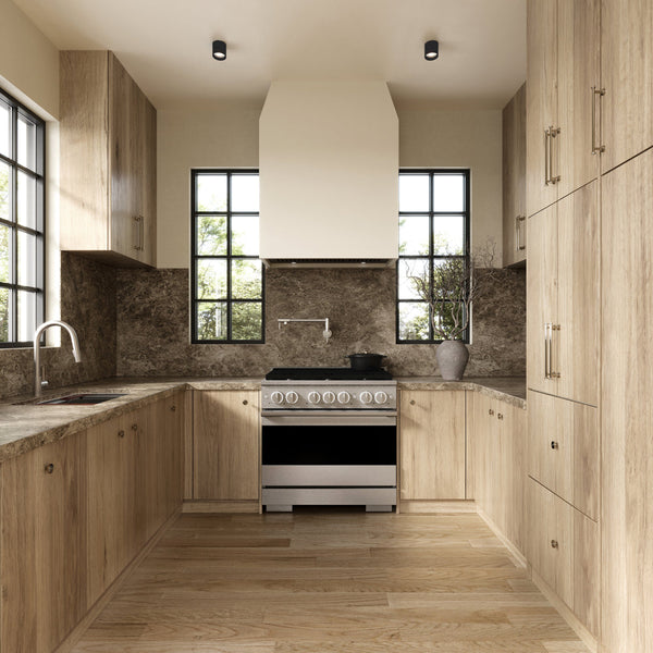 ZLINE 36 in. 5.2 cu. ft. Marino Gas Range with Convection Gas Oven in Satin Stainless Steel with 6 Brass Burners (MGRS-BR-36)