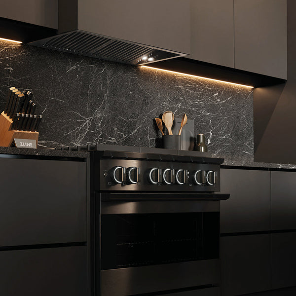 ZLINE 36 in. 5.2 cu. ft. Marino Gas Range with 6 Burner DuoPro™ Cooktop and Convection Gas Oven in Black Stainless Steel (PMGRB-36)