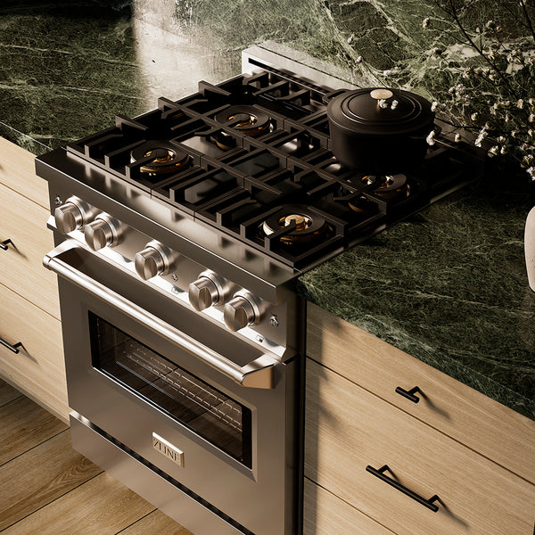 ZLINE 30 in. 4.2 cu. ft. Classic Dual Fuel Range with 4 Burner DuoPro™ Cooktop and Electric Convection Oven in Stainless Steel (PCDR30)