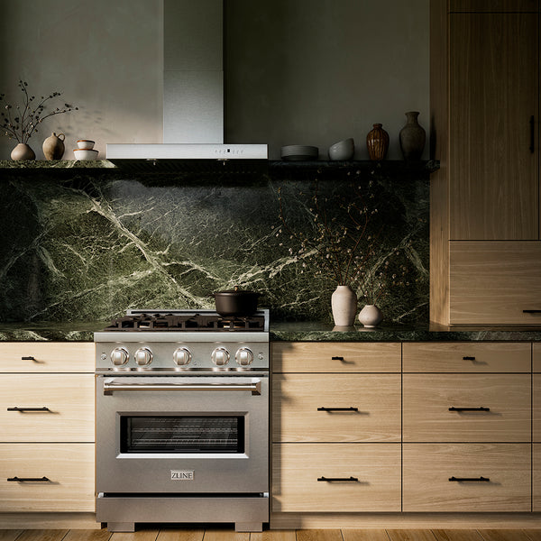 ZLINE 30 in. 4.2 cu. ft. Classic Gas Range with 4 Burner DuoPro™ Cooktop and Convection Gas Oven in Satin Stainless Steel (PCGRS-30)