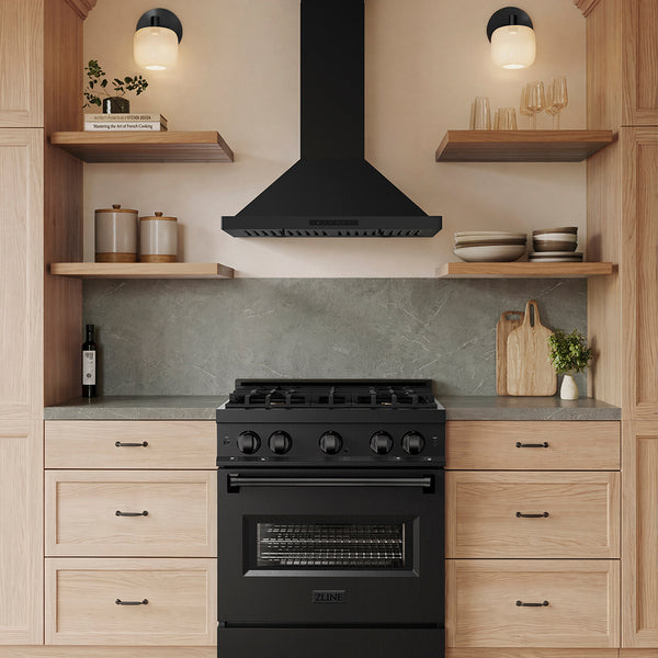 ZLINE 30 in. Convertible Vent Wall Mount Range Hood in Black Stainless Steel (BSKBN-30)