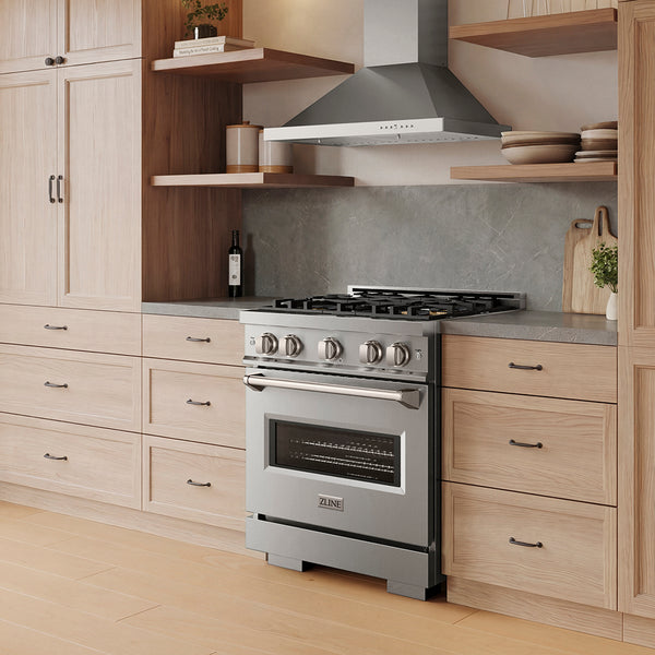 ZLINE 30 in. 4.2 cu. ft. Classic Dual Fuel Range with 4 Burner DuoPro™ Cooktop and Electric Convection Oven in Stainless Steel (PCDR30)