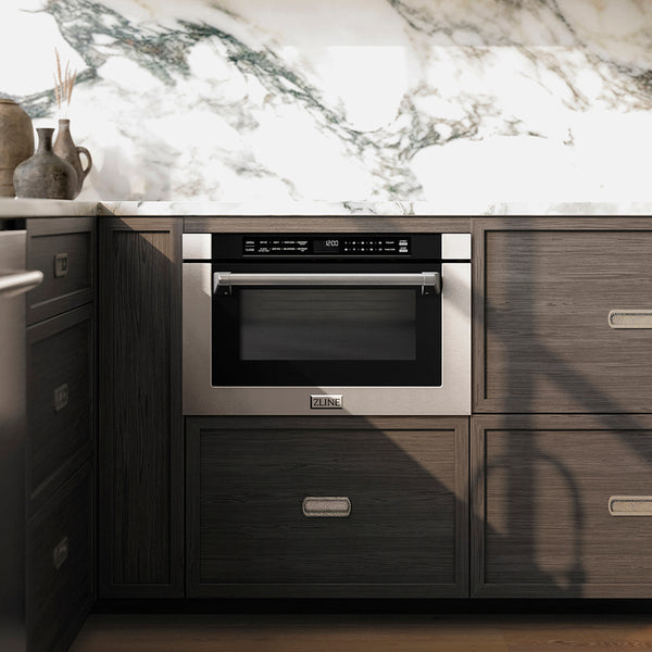 ZLINE 24 in. 1.2 cu. ft. Built-in Microwave Drawer with a Traditional Handle in Stainless Steel (MWD-1-H)