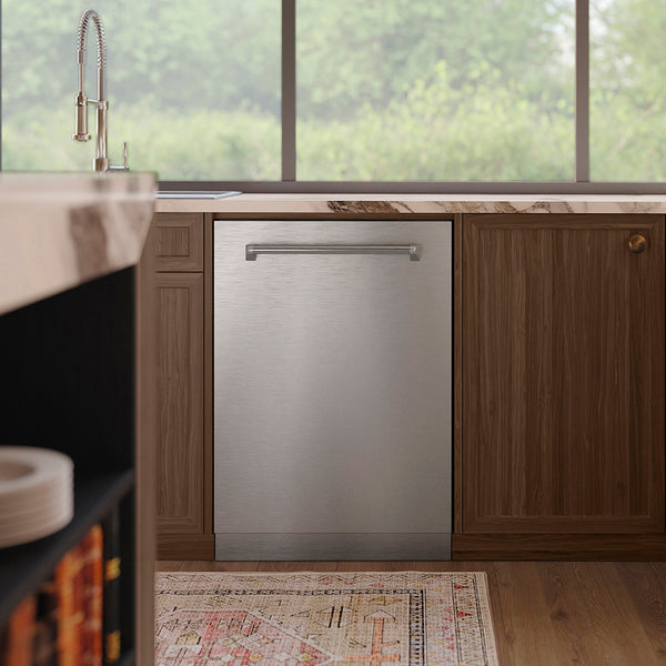 ZLINE 24 in. Monument Series 3rd Rack Dishwasher with Auto Door Open Drying, 44dBa, Stainless Steel Panel (DWMT-304-24)