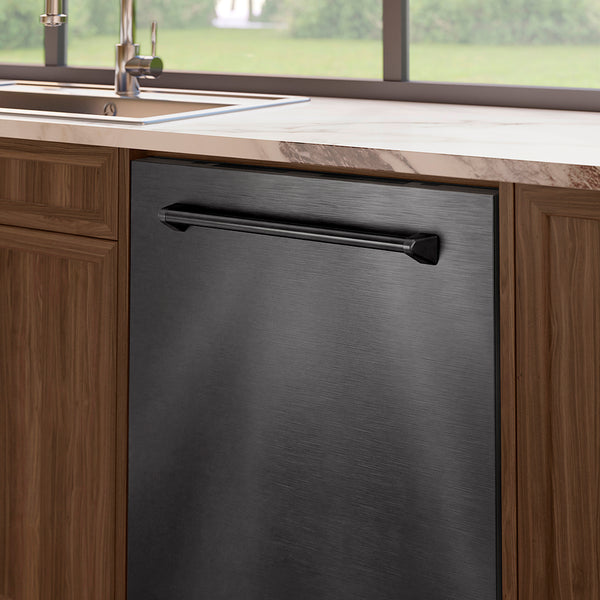 ZLINE 24 in. Monument Series 3rd Rack Dishwasher with Auto Door Open Drying, 44dBa, Black Stainless Steel Panel (DWMT-BS-24)