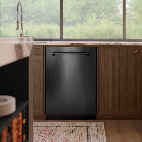 ZLINE 24 in. Monument Series 3rd Rack Dishwasher with Auto Door Open Drying, 44dBa, Black Stainless Steel Panel (DWMT-BS-24)
