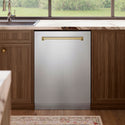 ZLINE Autograph Edition 24 in. Tallac Series 3rd Rack Dishwasher with Auto Door Open Drying, 51dBa, Stainless Steel Panel with Champagne Bronze Handle (DWVZ-304-24-CB)