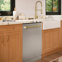 ZLINE Autograph Edition 24 in. Tallac Series 3rd Rack Top Control Built-In Tall Tub Dishwasher in Stainless Steel with Champagne Bronze Handle, 51dBa (DWVZ-304-24-CB)