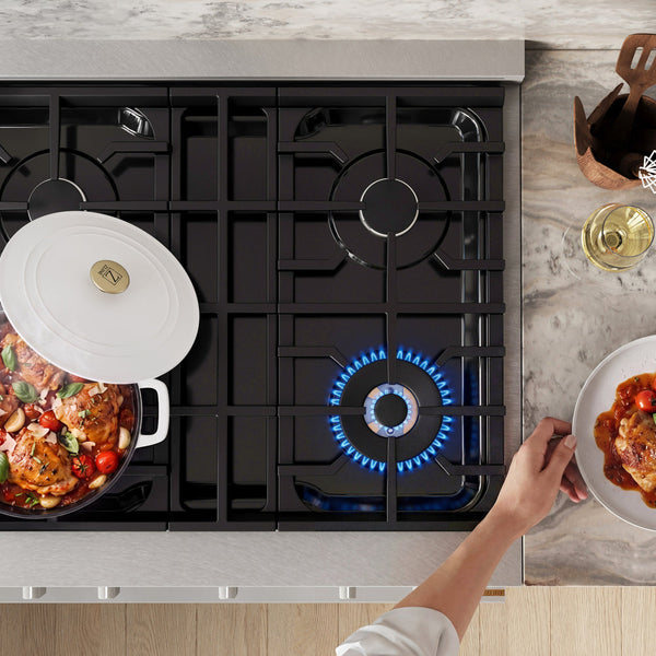 ZLINE 30 in. 4.2 cu. ft. Marino Dual Fuel Range with 4 Burner Gas Cooktop and Electric Convection Oven in Satin Stainless Steel (MDRS-30)