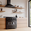 ZLINE 36 in. 5.2 cu. ft. Classic Gas Range with 6 Burner DuoPro™ Cooktop and Convection Gas Oven in Black Stainless Steel (PCGRB-36)