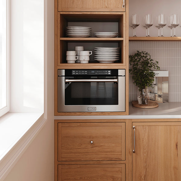 ZLINE 24 in. 1.2 cu. ft. Built-in Microwave Drawer with a Traditional Handle in Stainless Steel (MWD-1-H)