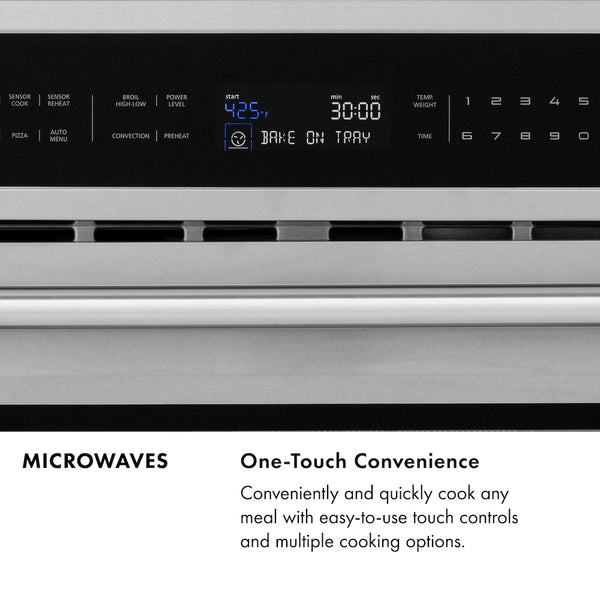ZLINE Autograph Edition 24 in. 1.2 cu. ft. Built-in Microwave Drawer with a Traditional Handle in Stainless Steel and Polished Gold Accents (MWDZ-1-H-G)