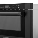 ZLINE 24 in. 1.2 cu. ft. Black Stainless Steel Built-in Microwave Drawer with a Traditional Handle (MWD-1-BS-H) close-up handle and display.