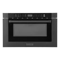 ZLINE 24 in. 1.2 cu. ft. Black Stainless Steel Built-in Microwave Drawer with a Traditional Handle (MWD-1-BS-H) front.