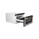 ZLINE Autograph Edition 24 in. 1.2 cu. ft. Built-in Microwave Drawer in Stainless Steel and Champagne Bronze Helix Handle (MWDZ-1-H-KCB)