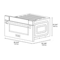 ZLINE Autograph Edition 30 in. 1.2 cu. ft. Built-in Microwave Drawer in Black Stainless Steel with Champagne Bronze Accents (MWDZ-30-BS-CB) dimensional diagram with measurements.