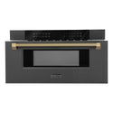 ZLINE Autograph Edition 30 in. 1.2 cu. ft. Built-in Microwave Drawer in Black Stainless Steel and Champagne Bronze Helix Handle (MWDZ-30-BS-KCB)