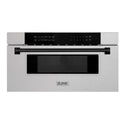 ZLINE Autograph Edition 30 in. 1.2 cu. ft. Built-In Microwave Drawer in Fingerprint Resistant Stainless Steel with Matte Black Accents (MWDZ-30-SS-MB) Front View Drawer Closed