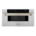ZLINE Autograph Edition 30 in. 1.2 cu. ft. Built-In Microwave Drawer in Stainless Steel with Polished Gold Accents (MWDZ-30-G)