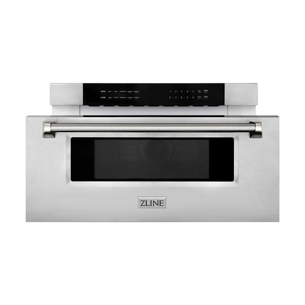 ZLINE Autograph Edition 30 in. 1.2 cu. ft. Built-in Microwave Drawer in Stainless Steel and Polished Gold Nickel Handle (MWDZ-30-KPN)