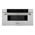 ZLINE Autograph Edition 30 in. 1.2 cu. ft. Built-in Microwave Drawer in Stainless Steel and Polished Gold Nickel Handle (MWDZ-30-KPN)