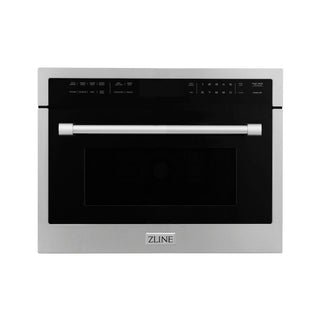 ZLINE 24 in. Stainless Steel Built-in Convection Microwave Oven with Speed and Sensor Cooking (MWO-24) front, closed.