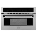ZLINE Autograph Edition 30 in. 1.6 cu ft. Built-in Convection Microwave Oven in Fingerprint Resistant Stainless Steel with Matte Black Accents (MWOZ-30-SS-MB) front, closed.