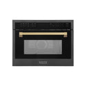 ZLINE Autograph Edition 24" 1.6 cu ft. Built-in Convection Microwave Oven in Black Stainless Steel and Champagne Bronze Accents (MWOZ-24-BS-CB)