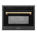ZLINE Autograph Edition 24 in. 1.6 cu ft. Built-in Convection Microwave Oven in Black Stainless Steel with Champagne Bronze Accents (MWOZ-24-BS-CB)