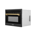 ZLINE Autograph Edition 24 in. 1.6 cu ft. Built-in Convection Microwave Oven in Black Stainless Steel with Polished Gold Accents (MWOZ-24-BS-G)-Microwaves-MWOZ-24-BS-G ZLINE Kitchen and Bath