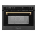 ZLINE Autograph Edition 24 in. 1.6 cu ft. Built-in Convection Microwave Oven in Black Stainless Steel and Champagne Bronze Helix Handle (MWOZ-24-BS-KCB)