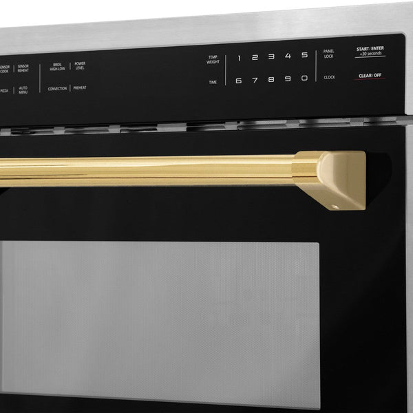 ZLINE Autograph Edition 24 in. 1.6 cu ft. Built-in Convection Microwave Oven in Stainless Steel with Polished Gold Accents (MWOZ-24-G)-Microwaves-MWOZ-24-G ZLINE Kitchen and Bath