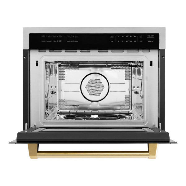ZLINE Autograph Edition 24 in. 1.6 cu ft. Built-in Convection Microwave Oven in Stainless Steel with Polished Gold Accents (MWOZ-24-G)-Microwaves-MWOZ-24-G ZLINE Kitchen and Bath