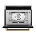 ZLINE Autograph Edition 24 in. 1.6 cu ft. Built-in Convection Microwave Oven in Stainless Steel and Champagne Bronze Helix Handle (MWOZ-24-KCB)