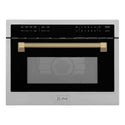 ZLINE Autograph Edition 24 in. 1.6 cu ft. Built-in Convection Microwave Oven in Stainless Steel and Champagne Bronze Helix Handle (MWOZ-24-KCB)