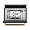 ZLINE Autograph Edition 24 in. 1.6 cu ft. Built-in Convection Microwave Oven in Stainless Steel and Polished Gold Helix Handle (MWOZ-24-KG)
