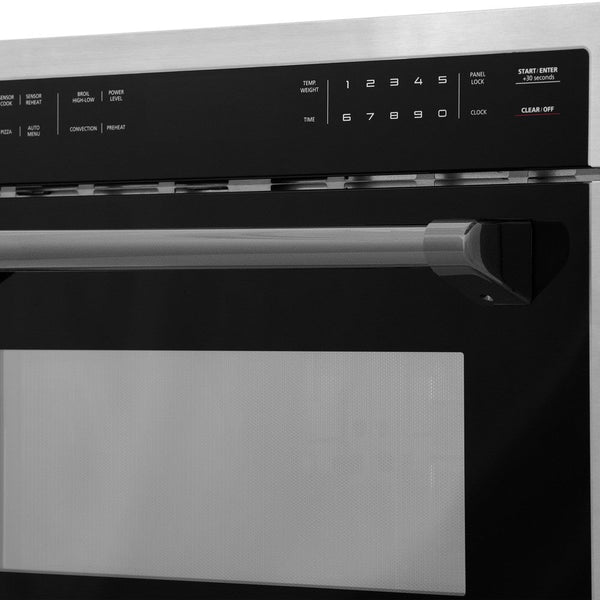 ZLINE Autograph Edition 24 in. 1.6 cu ft. Built-in Convection Microwave Oven in Stainless Steel with Matte Black Accents (MWOZ-24-MB)-Microwaves-MWOZ-24-MB ZLINE Kitchen and Bath