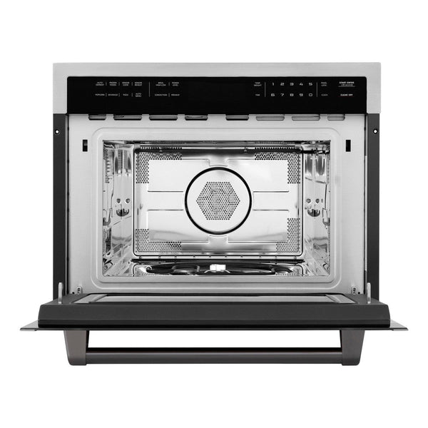 ZLINE Autograph Edition 24 in. 1.6 cu ft. Built-in Convection Microwave Oven in Stainless Steel with Matte Black Accents (MWOZ-24-MB)-Microwaves-MWOZ-24-MB ZLINE Kitchen and Bath