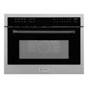 ZLINE Autograph Edition 24 in. 1.6 cu ft. Built-in Convection Microwave Oven in Fingerprint Resistant Stainless Steel with Matte Black Accents (MWOZ-24-SS-MB) front.