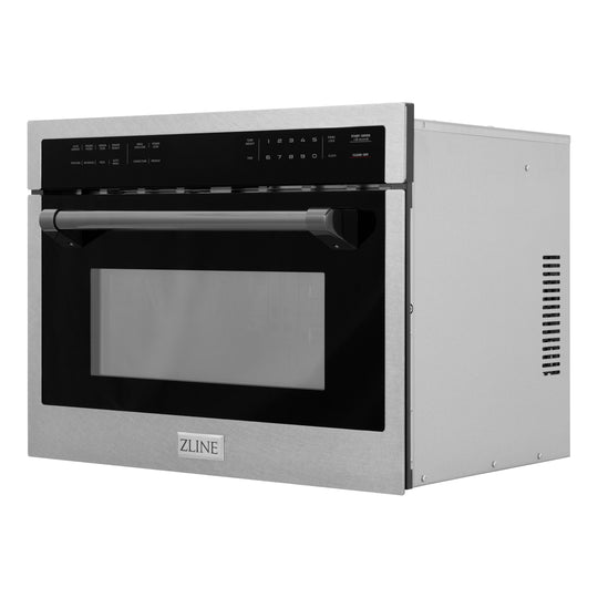 ZLINE Autograph Edition 24 in. 1.6 cu ft. Built-in Convection Microwave Oven in Satin Stainless Steel with Matte Black Accents (MWOZ-24-SS-MB)